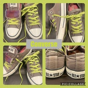 🆕Grey Converse w/original neon green laces🆕